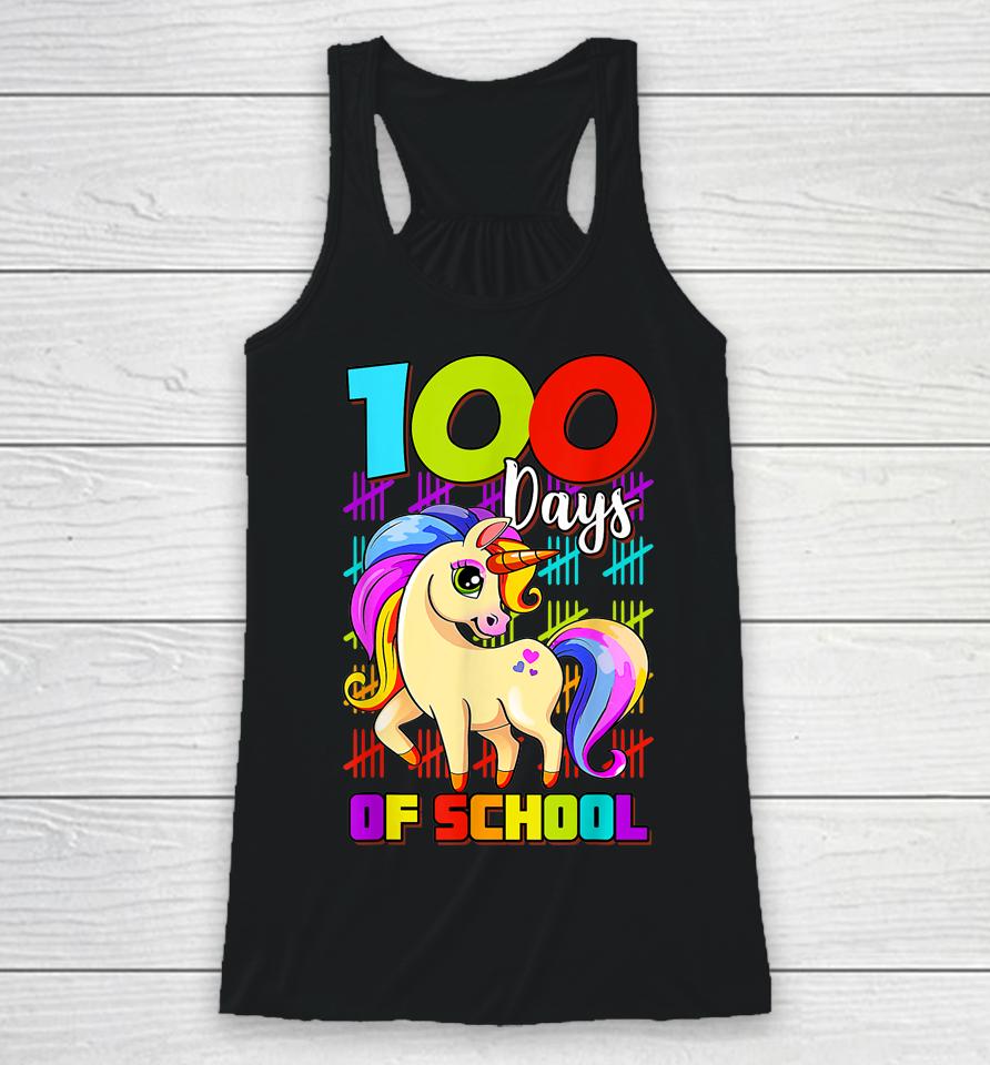 100 Days Of School Unicorn Racerback Tank