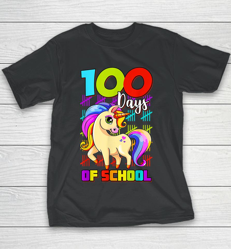 100 Days Of School Unicorn Youth T-Shirt