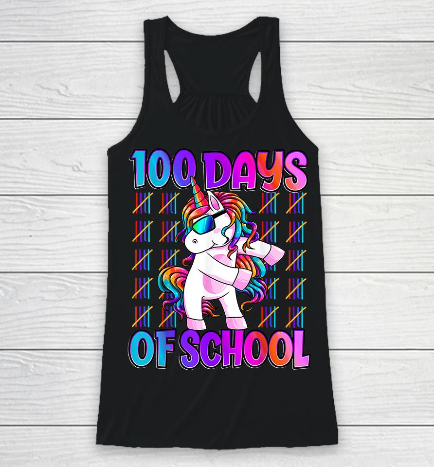 100 Days Of School Unicorn Racerback Tank