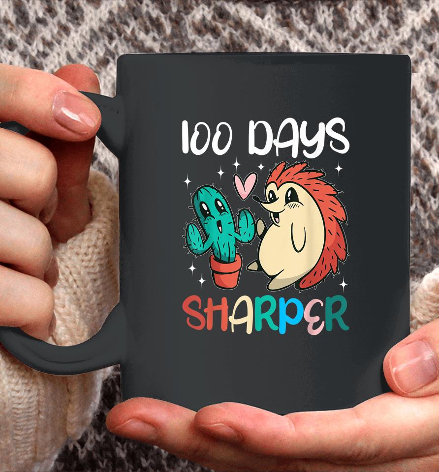 100 Days Sharper Cactus Hedgehog Teacher 100Th Day Of School Coffee Mug