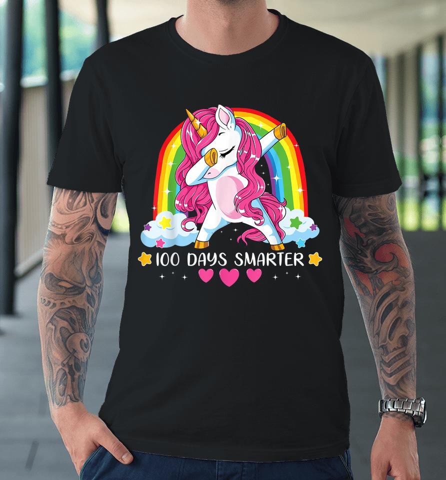 100 Days Smarter 100Th Day Of School Girls Princess Unicorn Premium T-Shirt