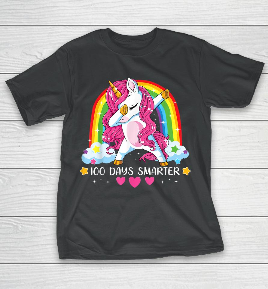 100 Days Smarter 100Th Day Of School Girls Princess Unicorn T-Shirt