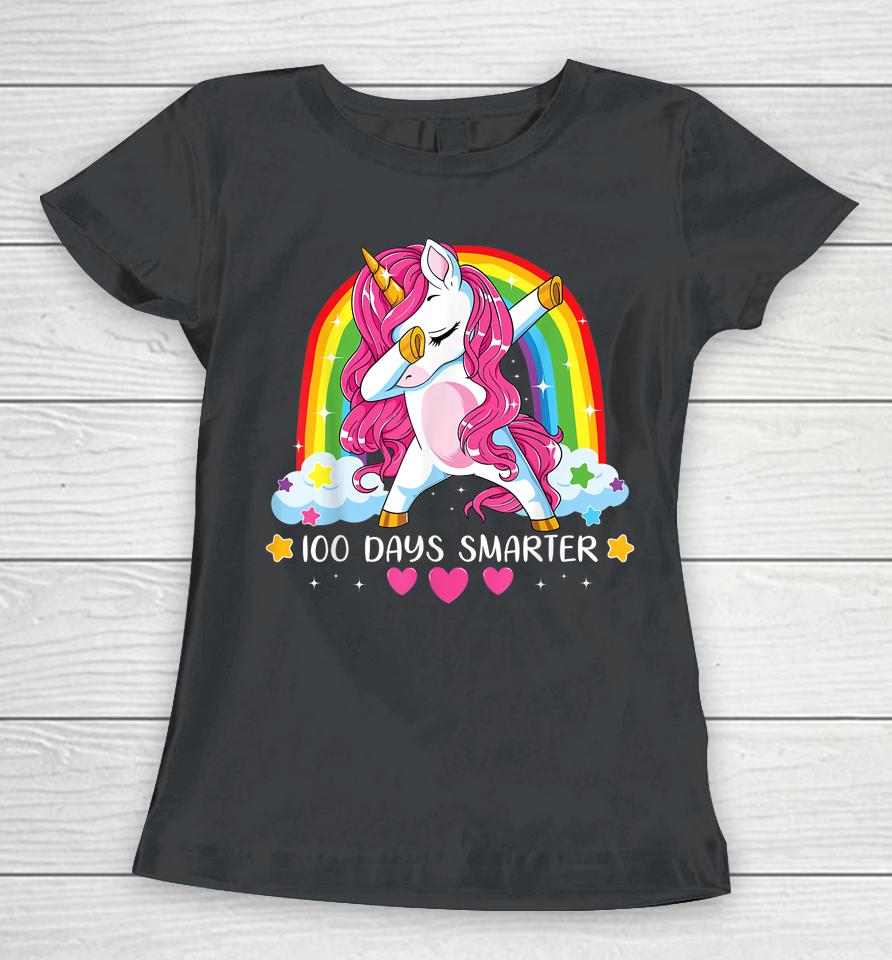 100 Days Smarter 100Th Day Of School Girls Princess Unicorn Women T-Shirt