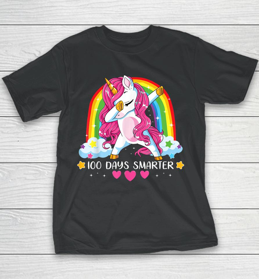 100 Days Smarter 100Th Day Of School Girls Princess Unicorn Youth T-Shirt
