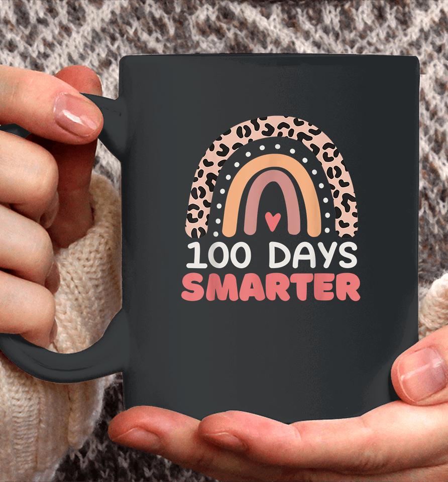 100 Days Smarter Happy 100Th Day Of School Rainbow Leopard Coffee Mug