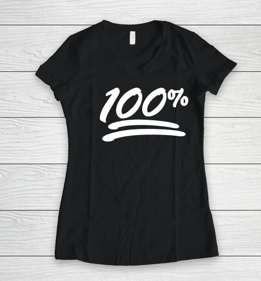 100% Emoji Women V-Neck T-Shirt