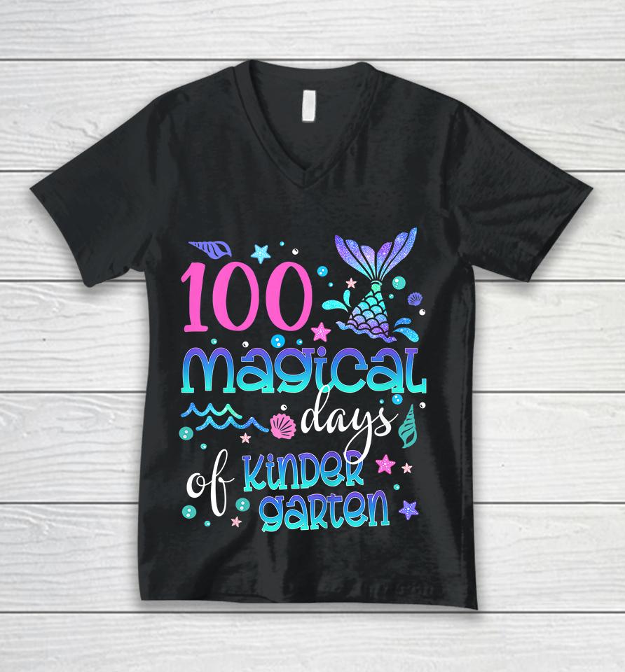 100 Magical Days Of Kindergarten Mermaid Unisex V-Neck T-Shirt