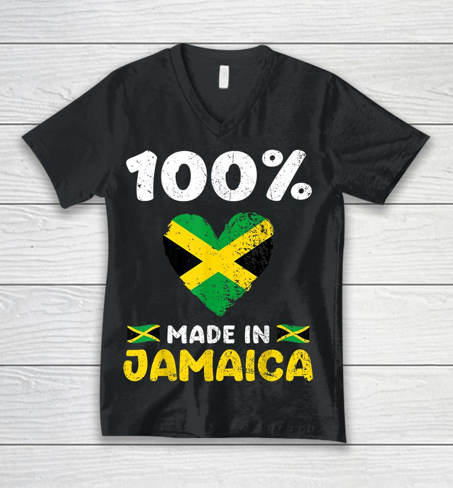 100 Percent Made In Jamaica Unisex V-Neck T-Shirt