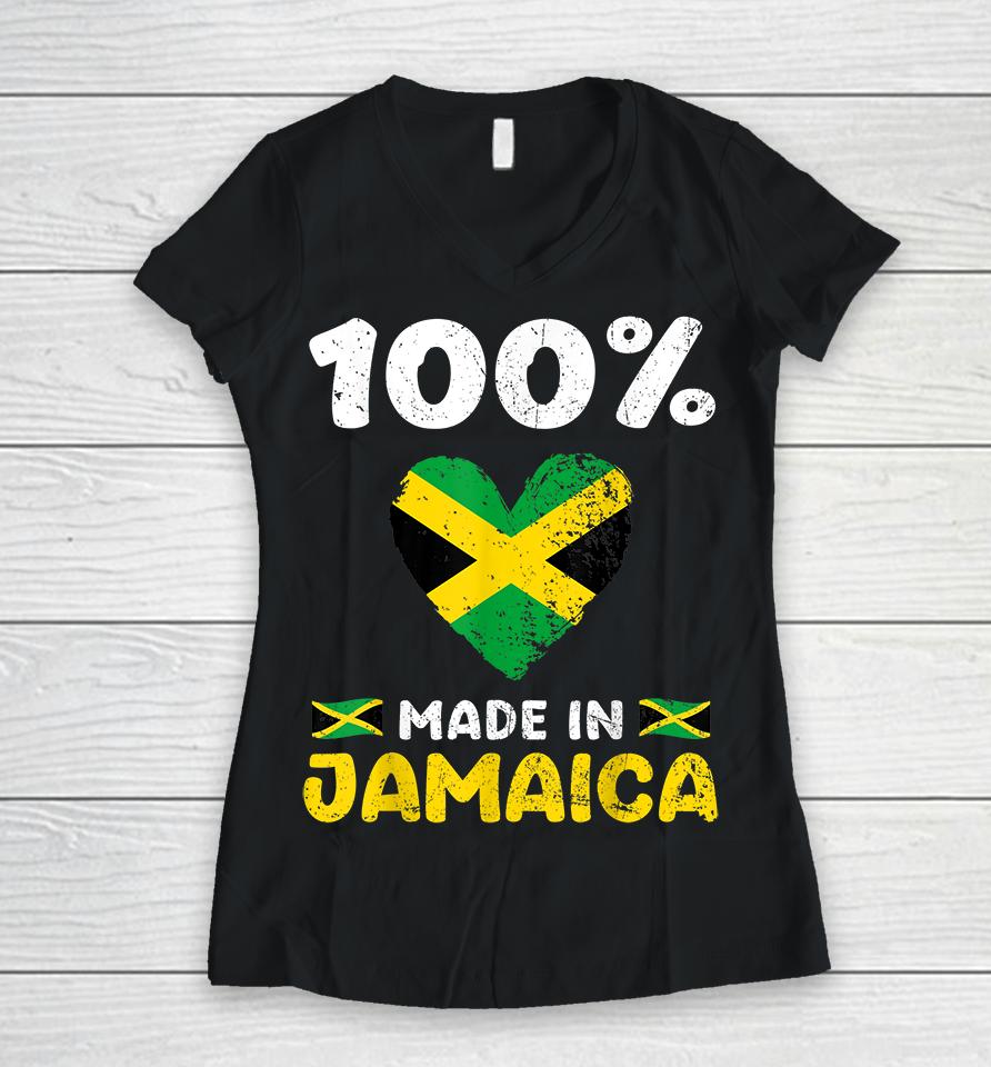 100 Percent Made In Jamaica Women V-Neck T-Shirt