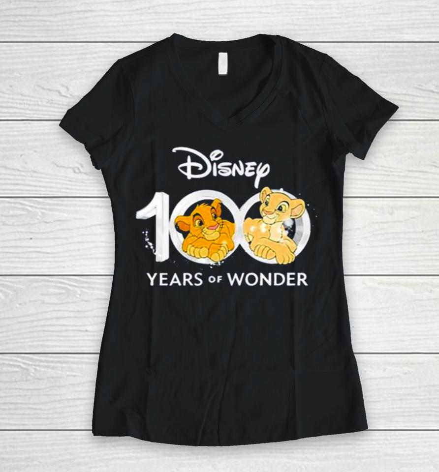 100 Years Of Wonder Nala Simba Logo Women V-Neck T-Shirt