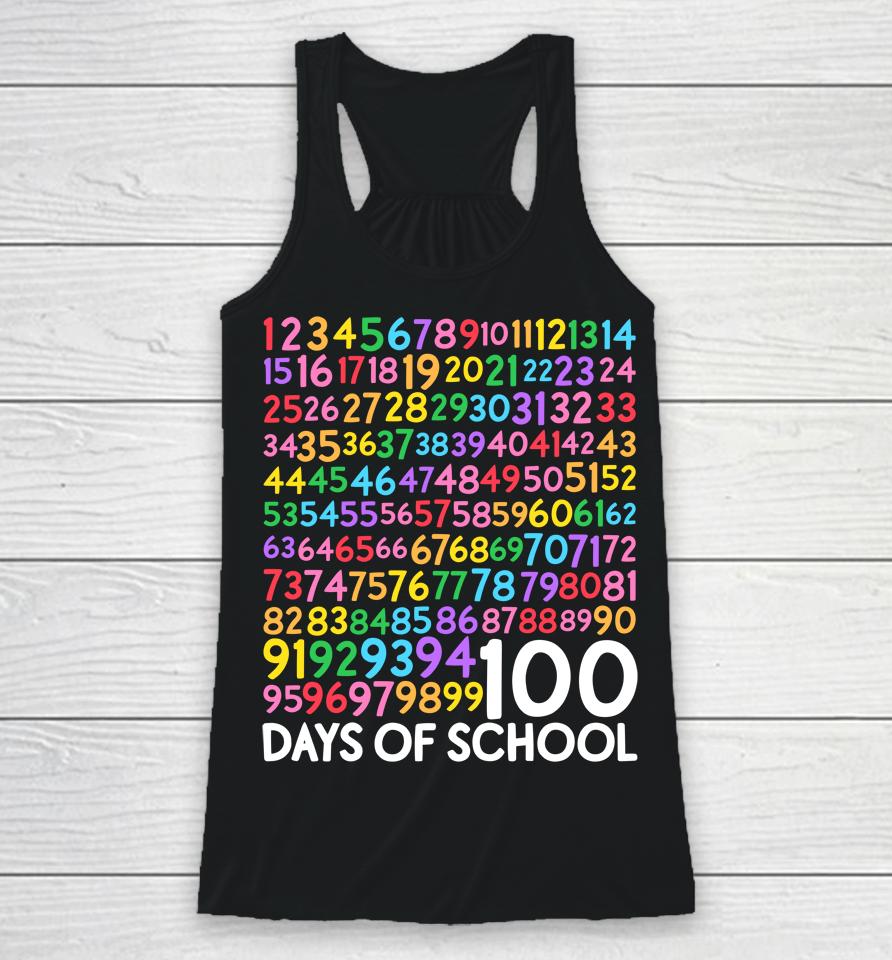 100Th Day Of School Teacher Kids 100 Days Math Numbers Racerback Tank