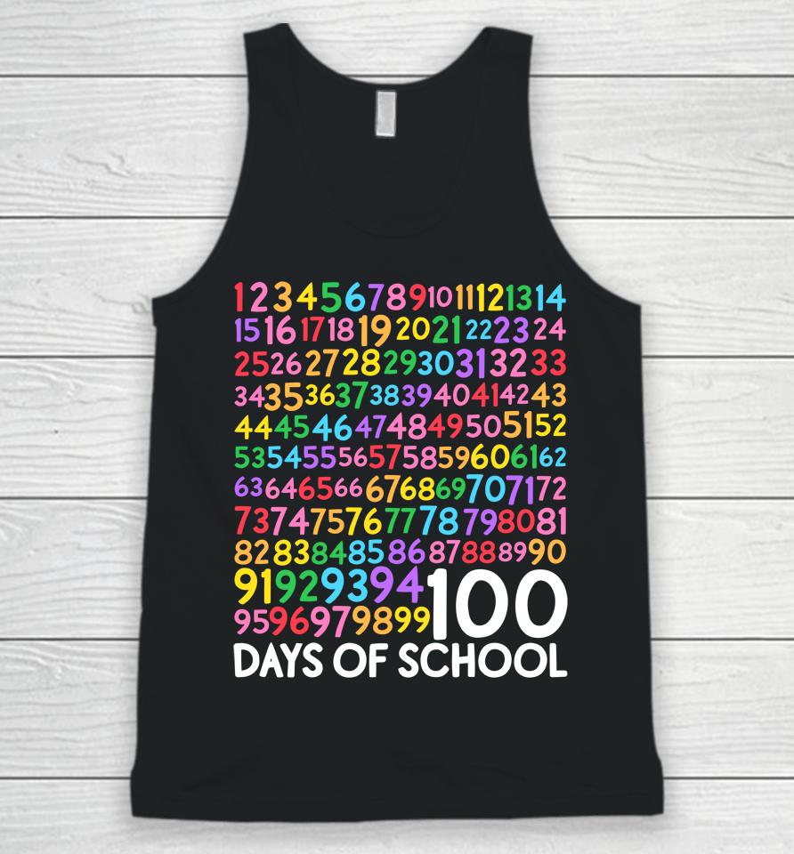 100Th Day Of School Teacher Kids 100 Days Math Numbers Unisex Tank Top