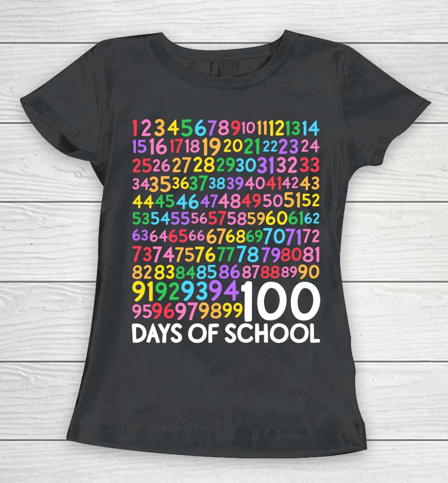 100Th Day Of School Teacher Kids 100 Days Math Numbers Women T-Shirt