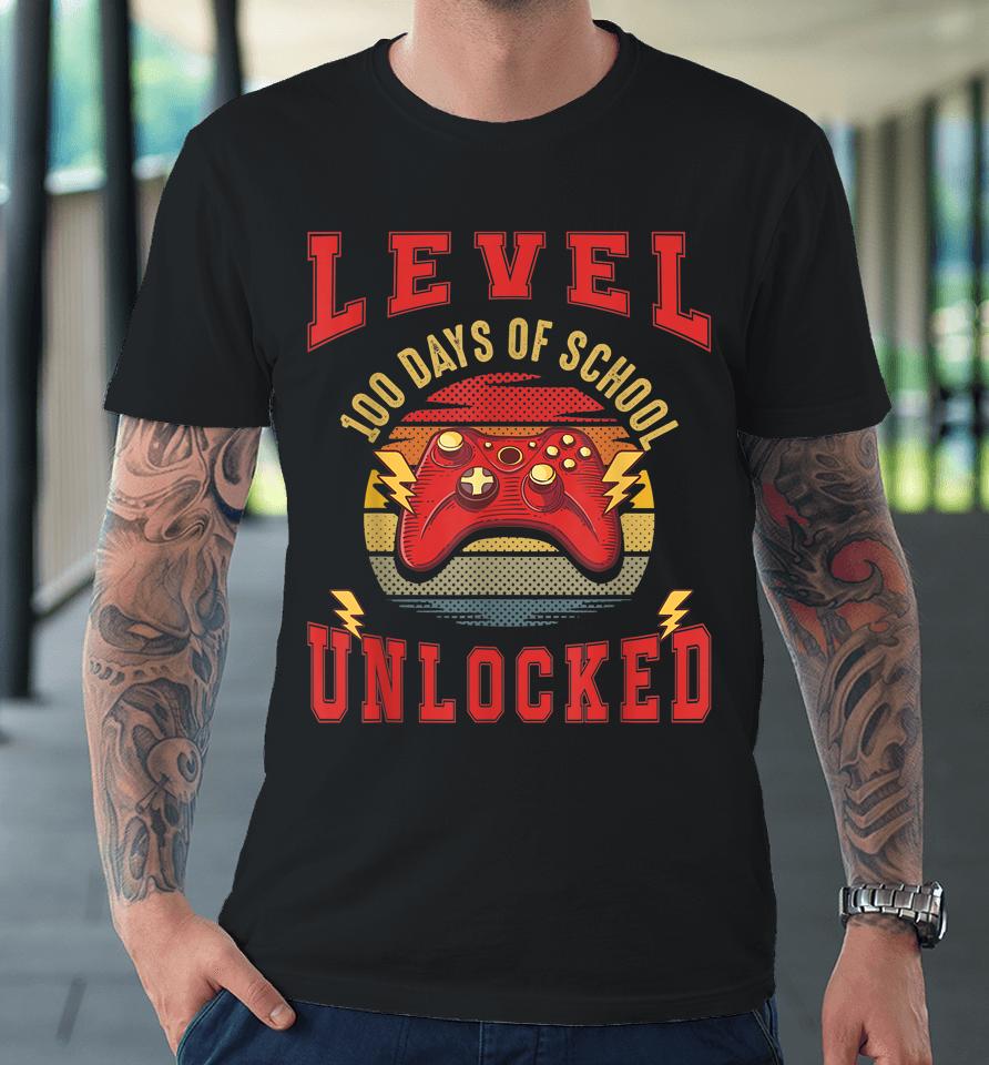 100Th Day Video Gamer 100 Days Of School Unlocked Vintage Premium T-Shirt