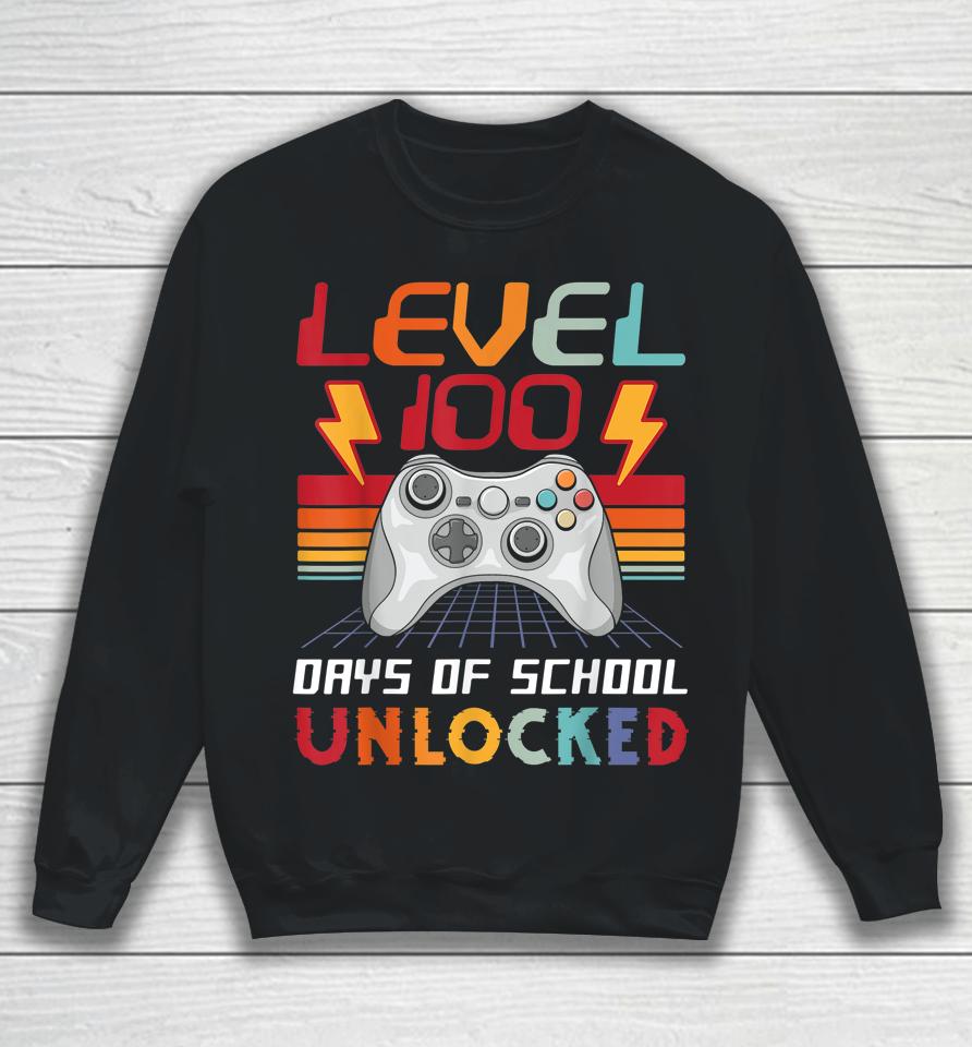 100Th Day Video Gamer 100 Days Of School Unlocked Vintage Sweatshirt