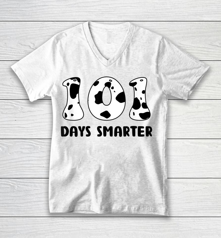 101 Days Smarter Dalmatian Dog Unisex V-Neck T-Shirt
