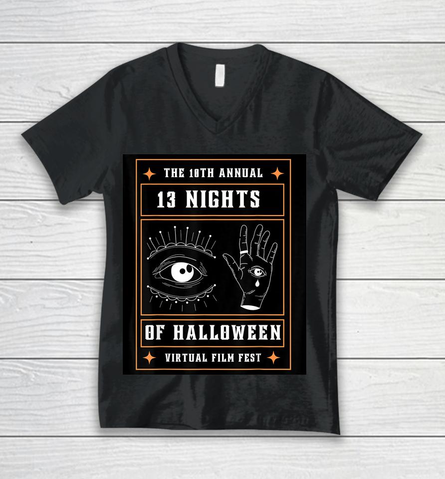 10Th Annual 13 Nights Of Halloween Virtual Film Fest Unisex V-Neck T-Shirt