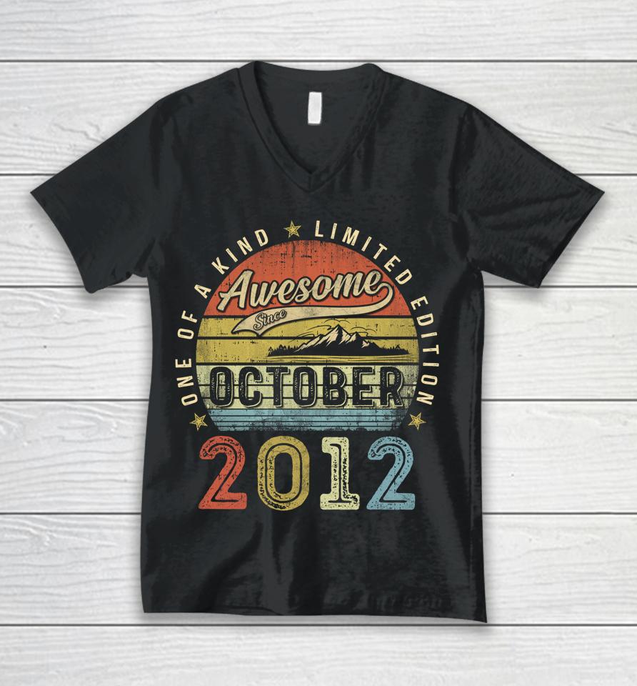 10Th Birthday Gift Awesome Since October 2012 10 Year Old Unisex V-Neck T-Shirt