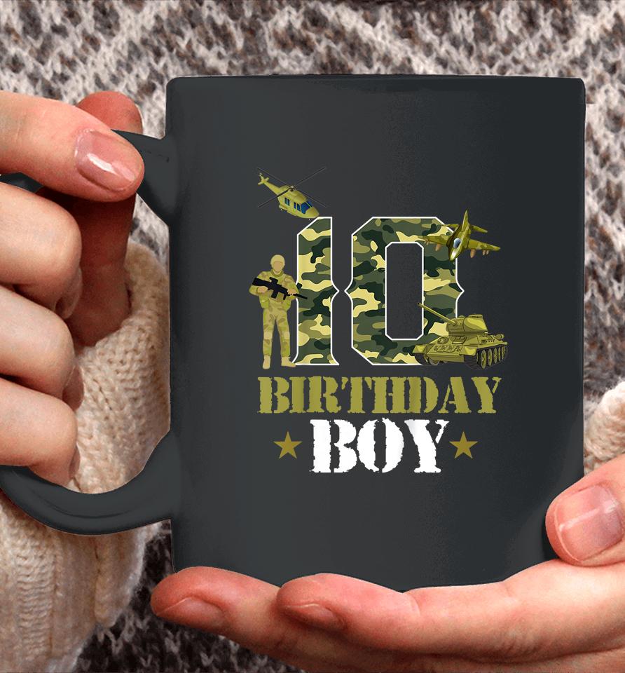 10Th Birthday Military Themed Camo Boys 10 Yrs Old Soldier Coffee Mug