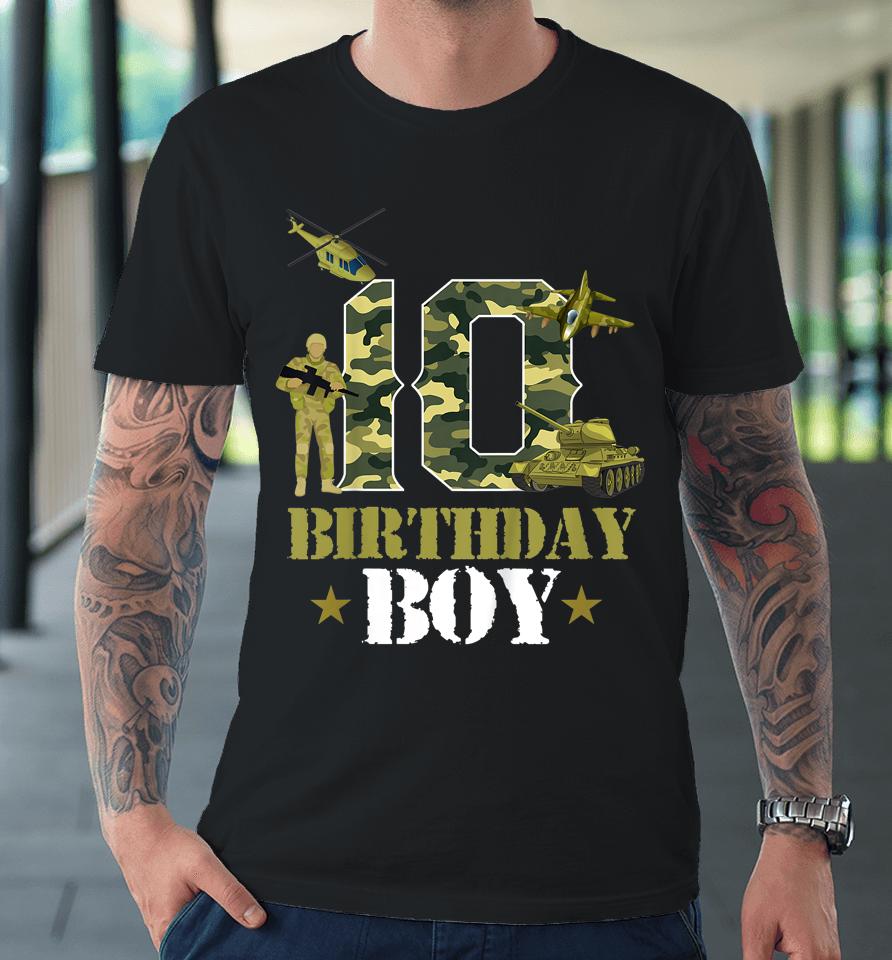 10Th Birthday Military Themed Camo Boys 10 Yrs Old Soldier Premium T-Shirt