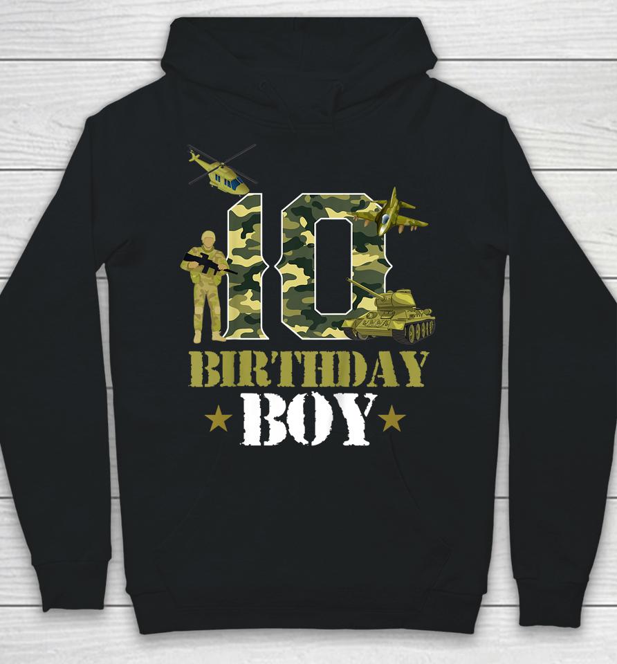 10Th Birthday Military Themed Camo Boys 10 Yrs Old Soldier Hoodie