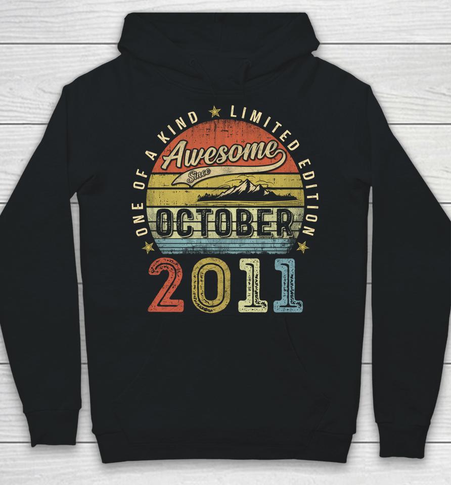 11 Year Old Gift Awesome Since October 2011 11Th Birthday Hoodie