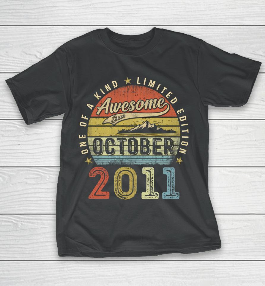 11 Year Old Gift Awesome Since October 2011 11Th Birthday T-Shirt