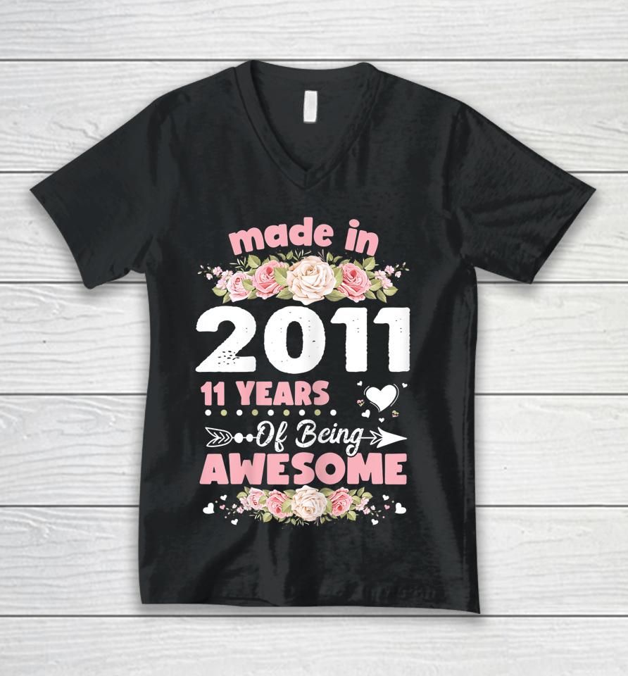 11 Years Old Gifts 11Th Women Girls Birthday Born In 2011 Unisex V-Neck T-Shirt