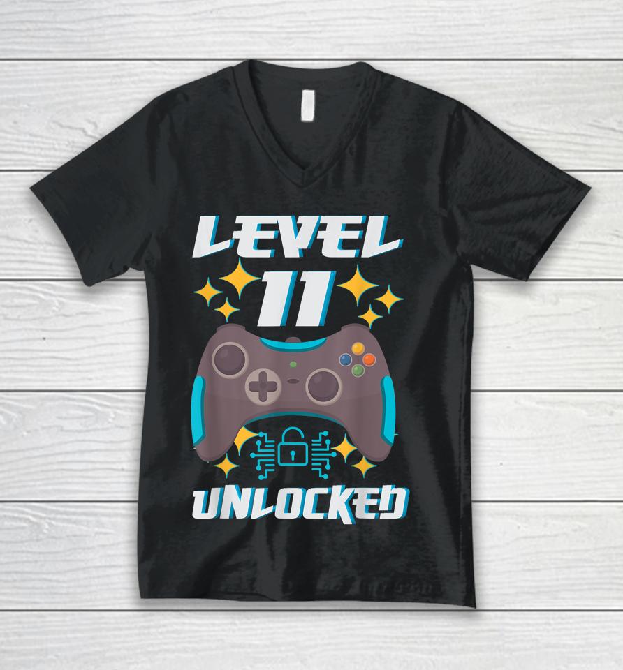 11Th Bday 11Yr Boy Funny Gamer 11 Years Old Birthday Unisex V-Neck T-Shirt