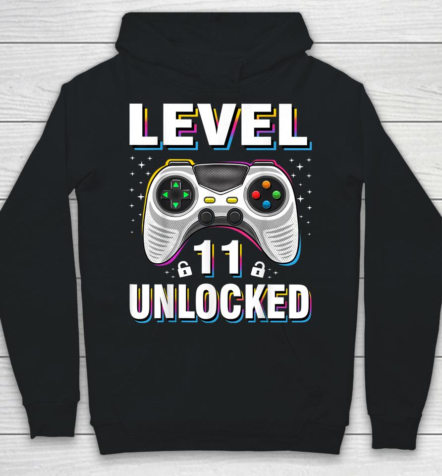 11Th Birthday Boy Level 11 Unlocked Video Gamer 11 Years Old Hoodie
