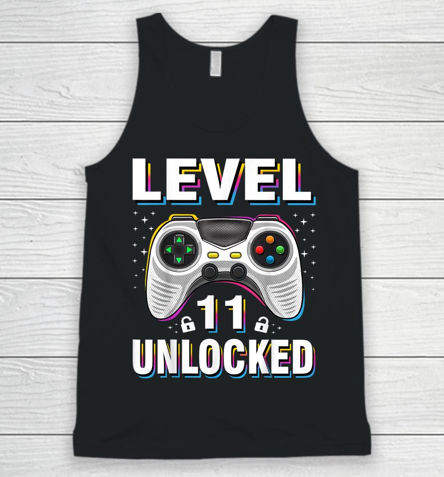 11Th Birthday Boy Level 11 Unlocked Video Gamer 11 Years Old Unisex Tank Top