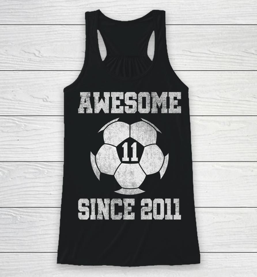 11Th Birthday Soccer Player 11 Years Old Vintage Retro Racerback Tank