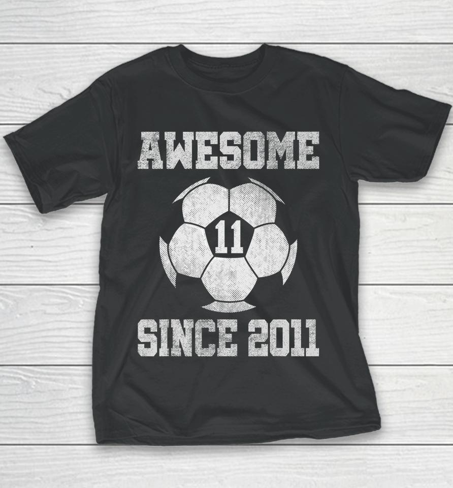 11Th Birthday Soccer Player 11 Years Old Vintage Retro Youth T-Shirt