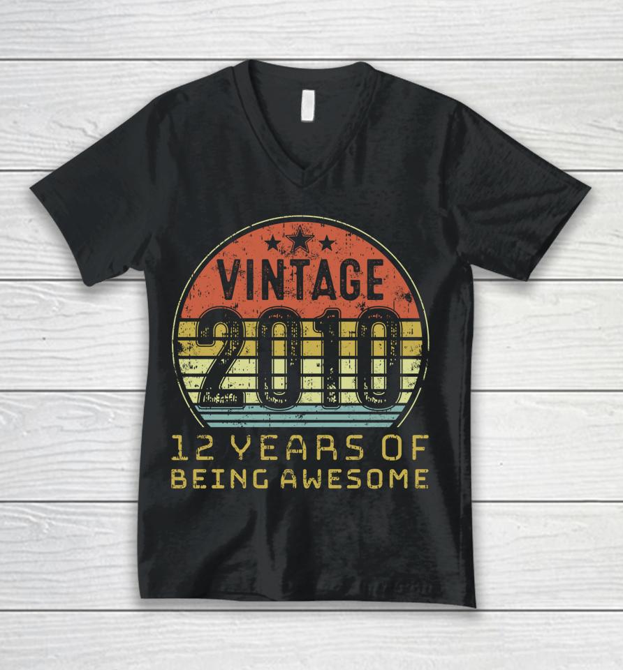 12 Year Old Birthday Vintage 2010 12Th Birthday Unisex V-Neck T-Shirt
