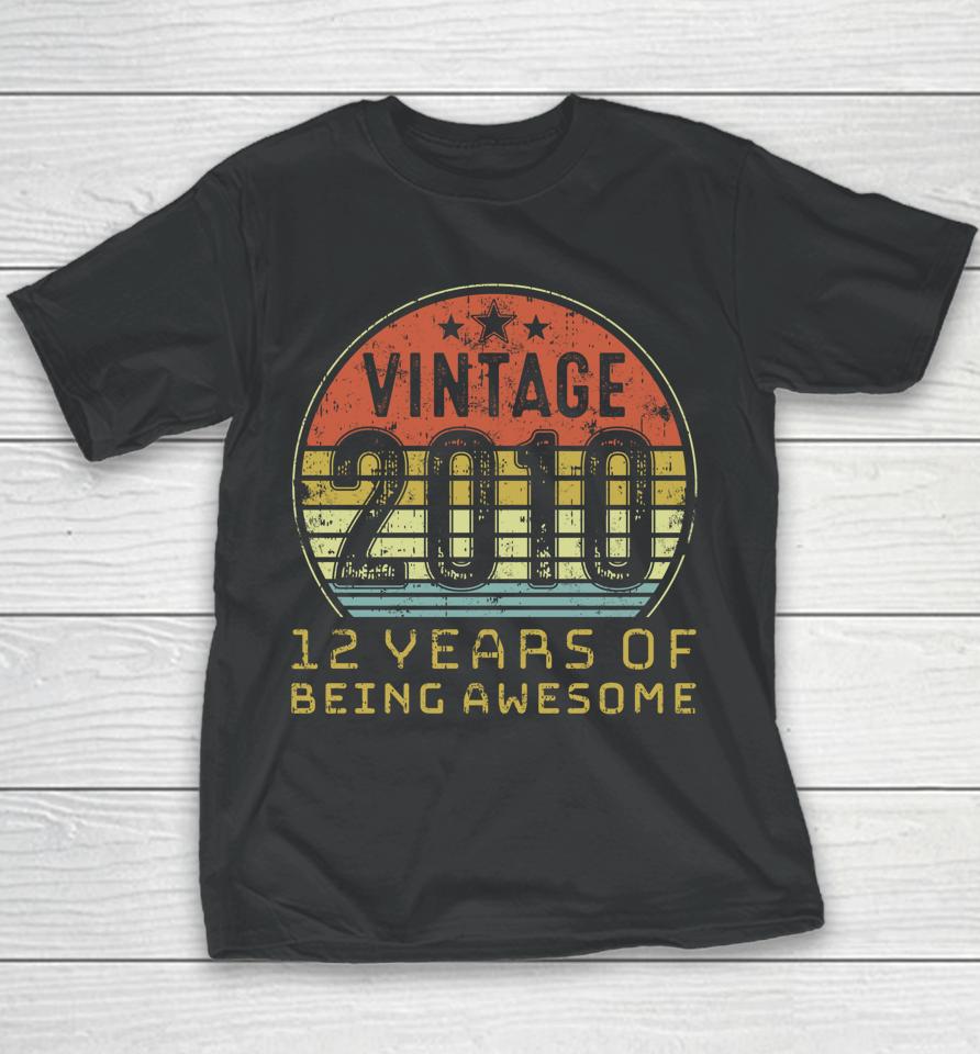 12 Year Old Birthday Vintage 2010 12Th Birthday Youth T-Shirt