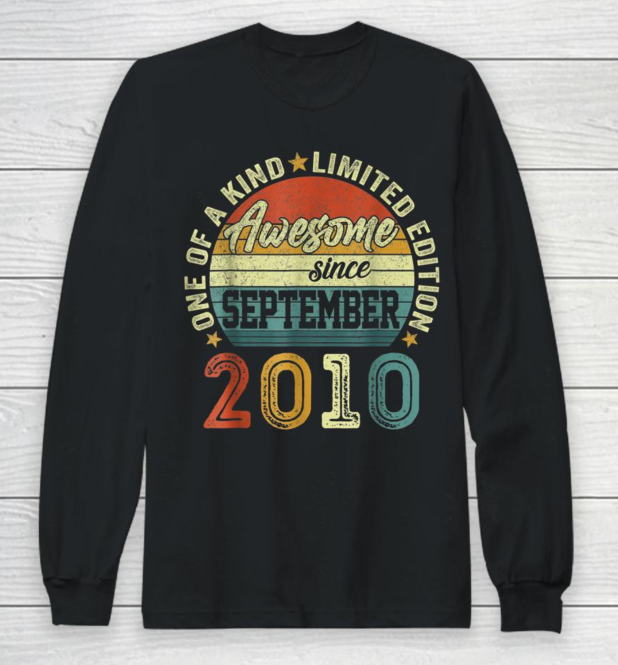 12 Year Old Gift Awesome Since September 2010 12Th Birthday Long Sleeve T-Shirt