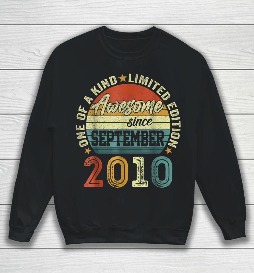 12 Year Old Gift Awesome Since September 2010 12Th Birthday Sweatshirt