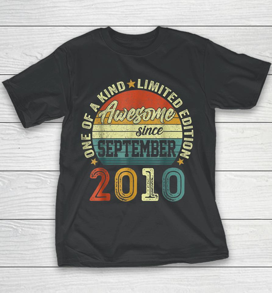 12 Year Old Gift Awesome Since September 2010 12Th Birthday Youth T-Shirt