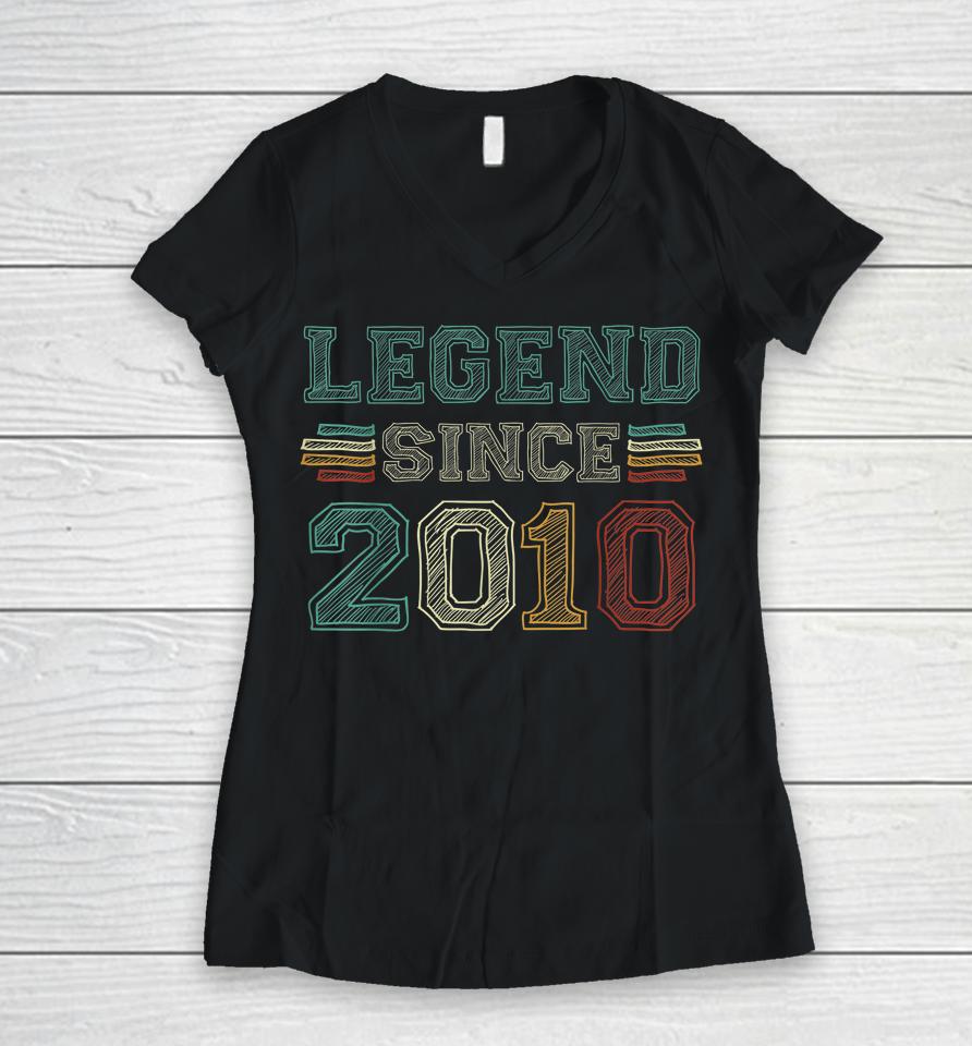 12 Years Old Legend Since 2010 12Th Birthday Women V-Neck T-Shirt