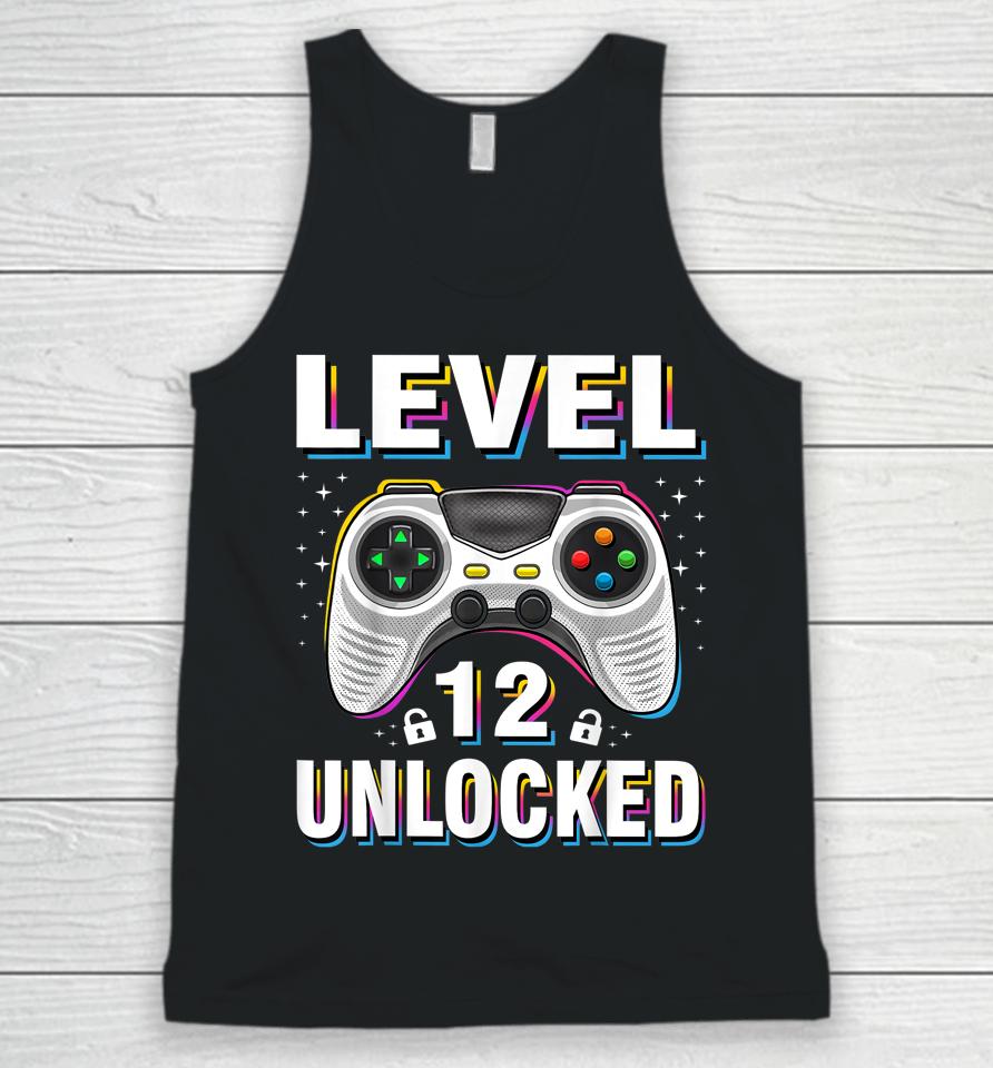 12Th Birthday Boy Level 12 Unlocked Video Gamer 12 Years Old Unisex Tank Top