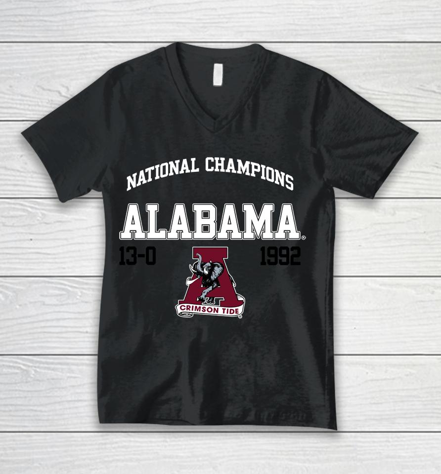 13-0 Alabama Crimson Tide 1992 National Champions Unisex V-Neck T-Shirt