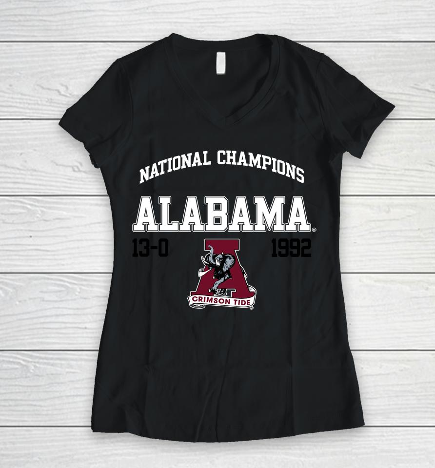 13-0 Alabama Crimson Tide 1992 National Champions Women V-Neck T-Shirt