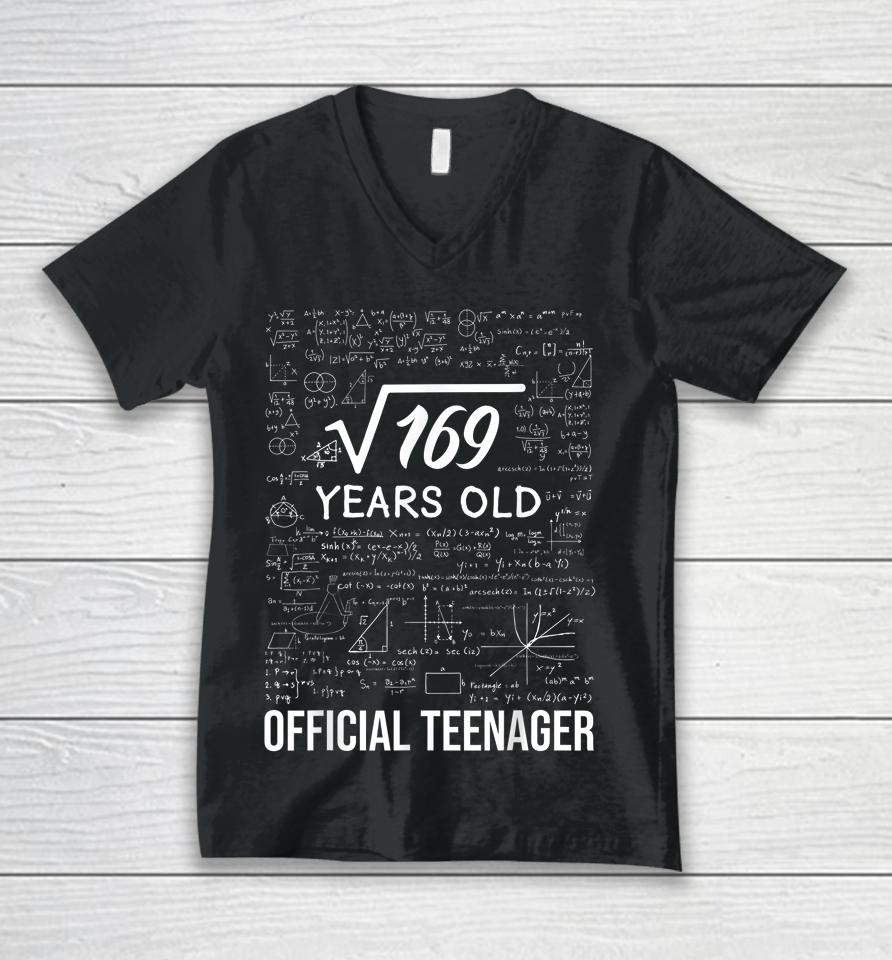 13 Birthday Official Teenager Boy 13Yr Math 13Th Birthday Unisex V-Neck T-Shirt