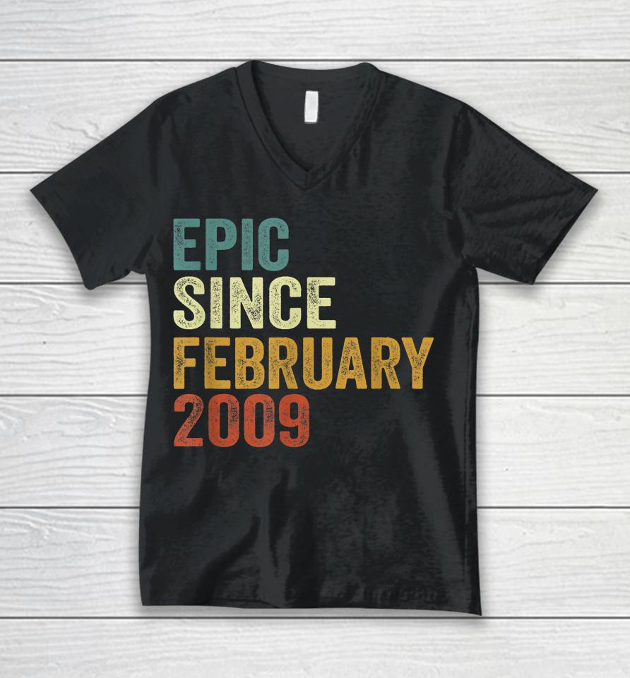 13 Years Old Gifts 13Th Birthday Epic Since February 2009 Unisex V-Neck T-Shirt