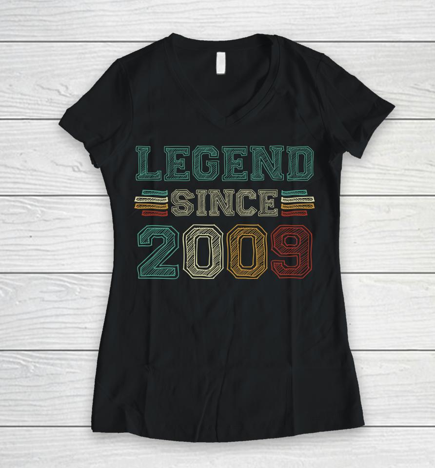 13 Years Old Legend Since 2009 13Th Birthday Women V-Neck T-Shirt
