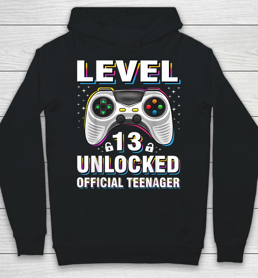 13Th Birthday Boy Shirt Level 13 Unlocked Official Teenager Hoodie