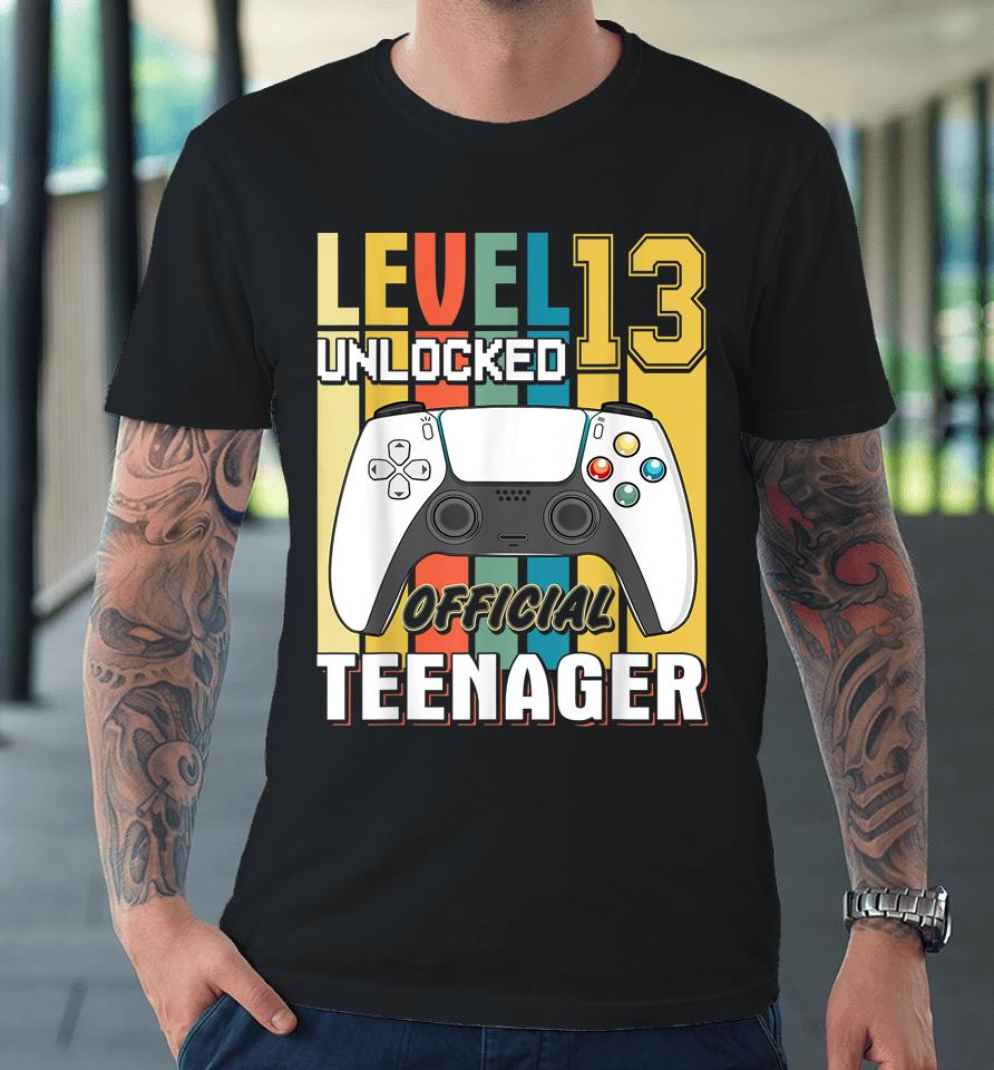 13Th Birthday Boy Shirt Level 13 Unlocked Official Teenager Premium T-Shirt