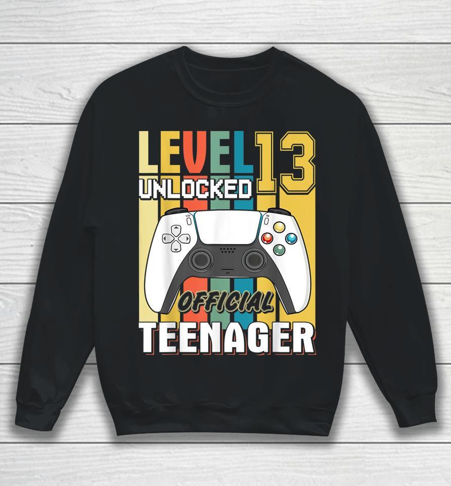 13Th Birthday Boy Shirt Level 13 Unlocked Official Teenager Sweatshirt
