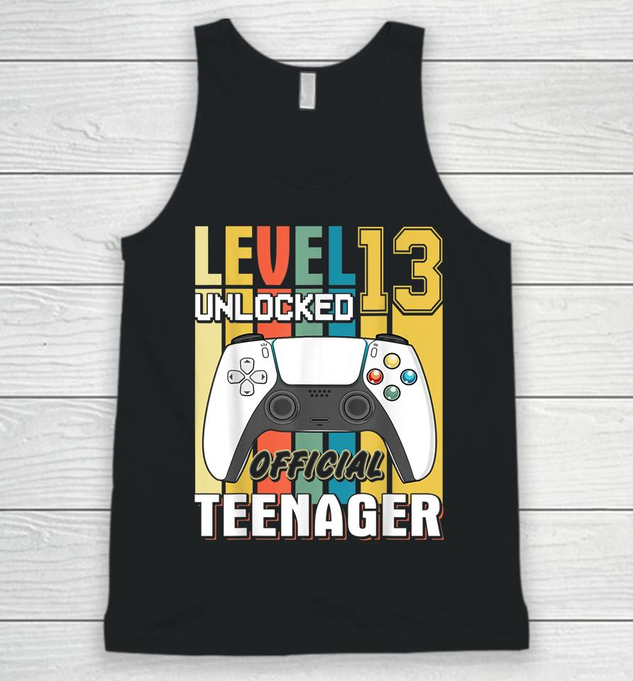 13Th Birthday Boy Shirt Level 13 Unlocked Official Teenager Unisex Tank Top