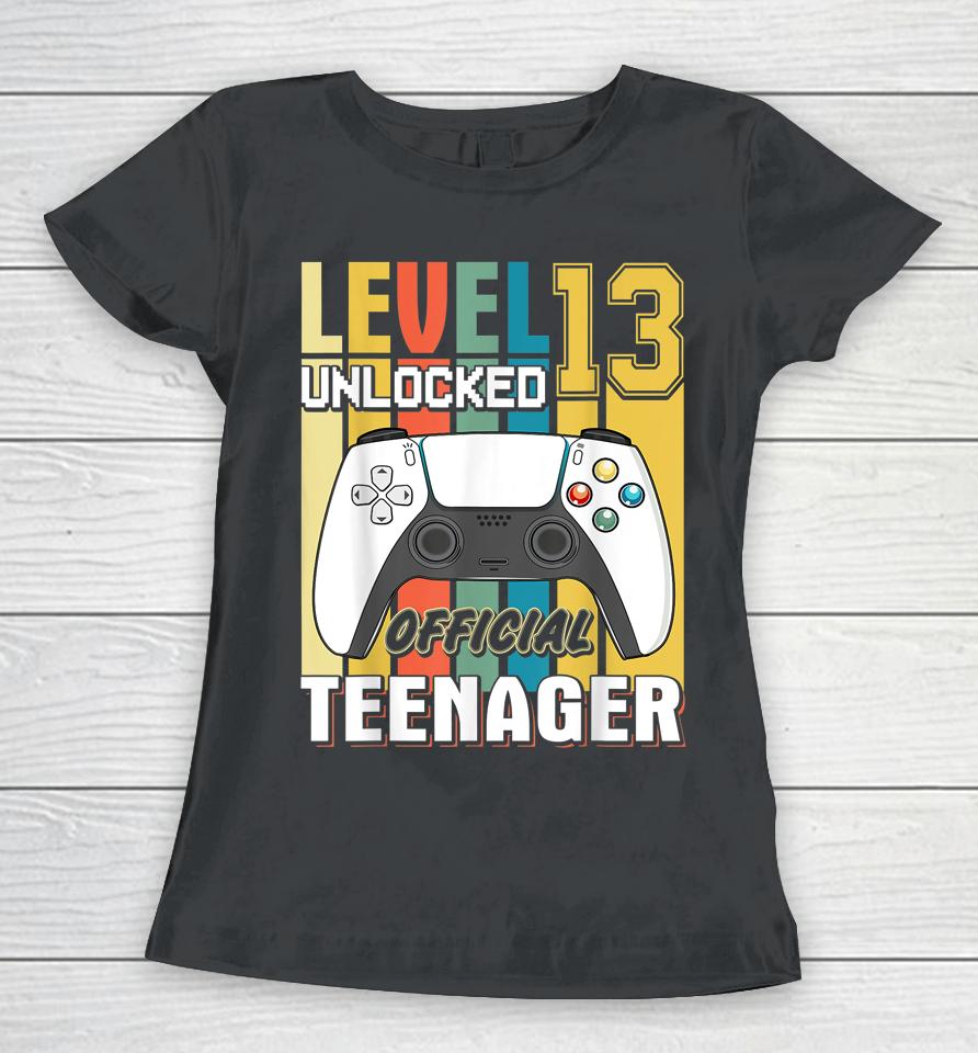 13Th Birthday Boy Shirt Level 13 Unlocked Official Teenager Women T-Shirt